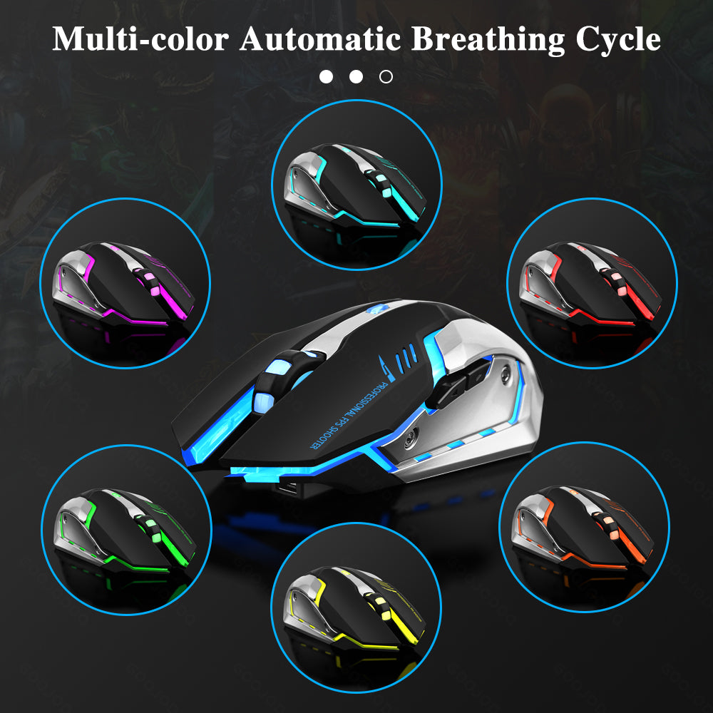 Gaming Mouse Rechargeable 2.4gwireless Bluetooth Mouse Mute Ergonomic