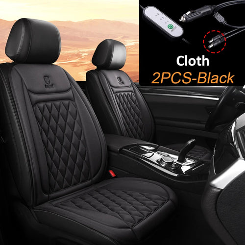 2pcs Heated Car Seat Cushion Fast Heating Seat Covers 12V/24V