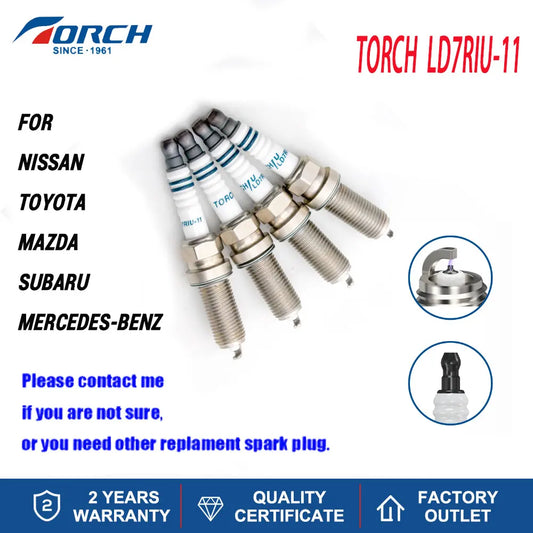 (Pack of 4-8) Car Candles Iridium Power TORCH Spark Plugs LD7RIU-11