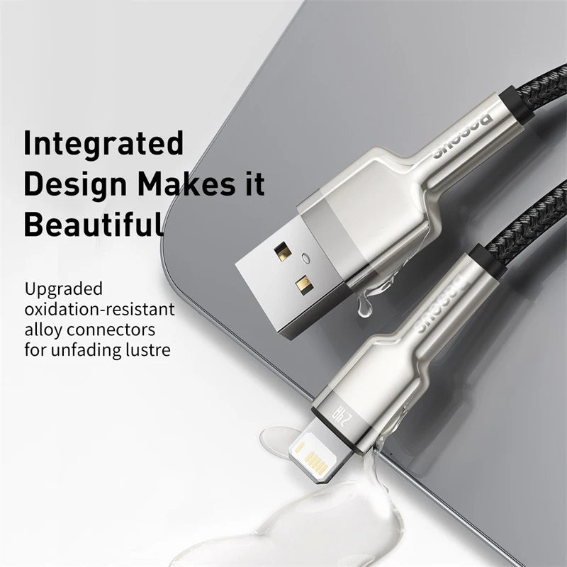 Baseus USB Cable for iPhone 14 11 12 Pro Max Xs Xr X 2.4A Fast