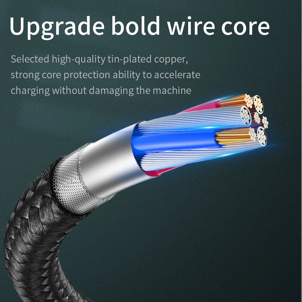 Micro USB Cable Fast Charging Universal 3A Microusb LED Lights For