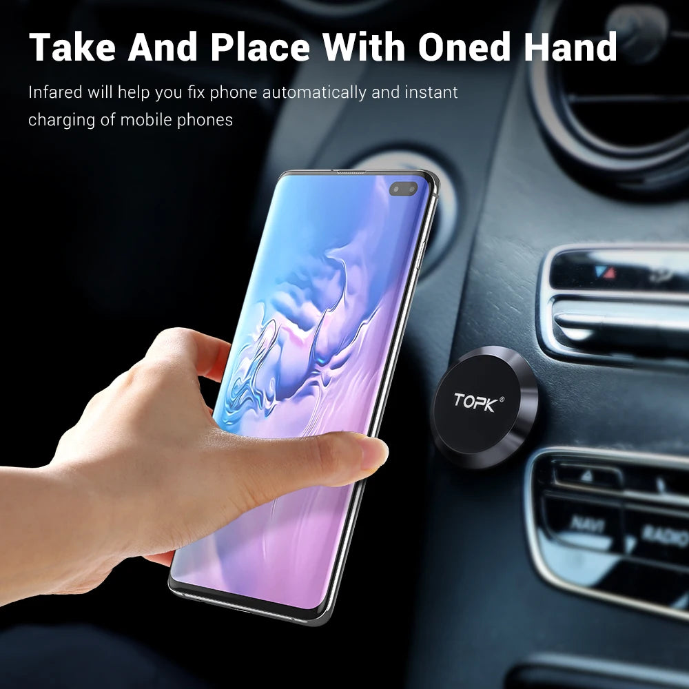 TOPK Magnetic Car Phone Holder Dashboard Cell Phone Stand Steering