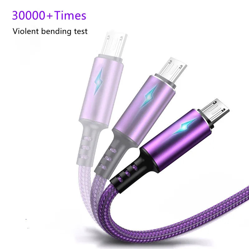 LED USB C Cable Fast Charging TYPE-C  Cable 0.25m 1.2m 2m For Samsung