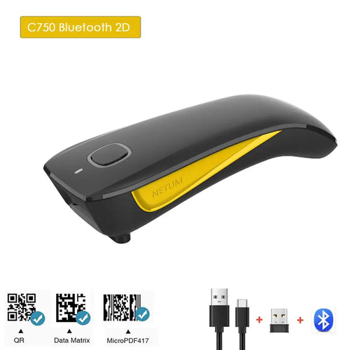 NETUM C750 Bluetooth QR 2D Barcode Scanner AND C830 Wireless Laser 1D