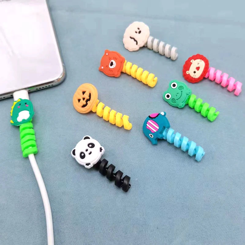 Cartoon Cable Protector For iPhones Android Type-c Winder USB Charging