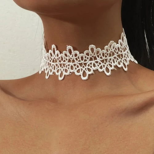 Vintag Classic Gothic Tattoo Lace Choker For Women Black Crystal