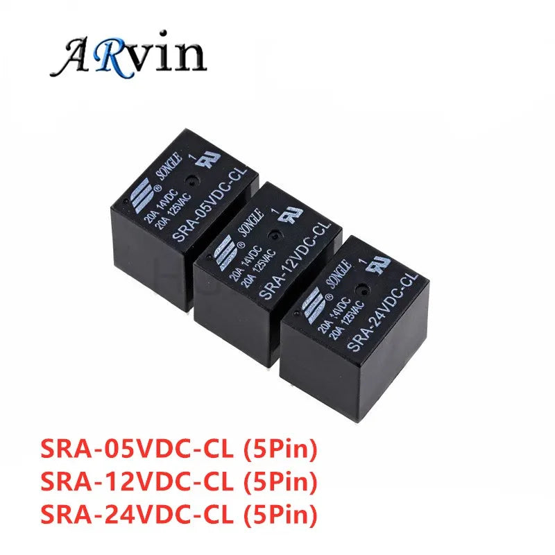 5Pcs 5V 12V 24V 20A DC Power Relay SRA-05VDC-CL SRA-12VDC-CL