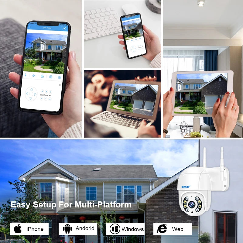 Smar 1080P 5MP 4K WiFi Camera Outdoor 5X Digital Zoom PTZ Wireless
