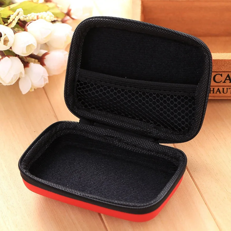 STONEGO Zipper Earphone Case Leather Earphone Storage Box Portable USB