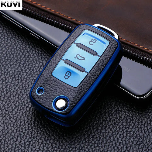 Leather TPU Car Key Case Cover For Volkswagen VW Polo Golf Passat