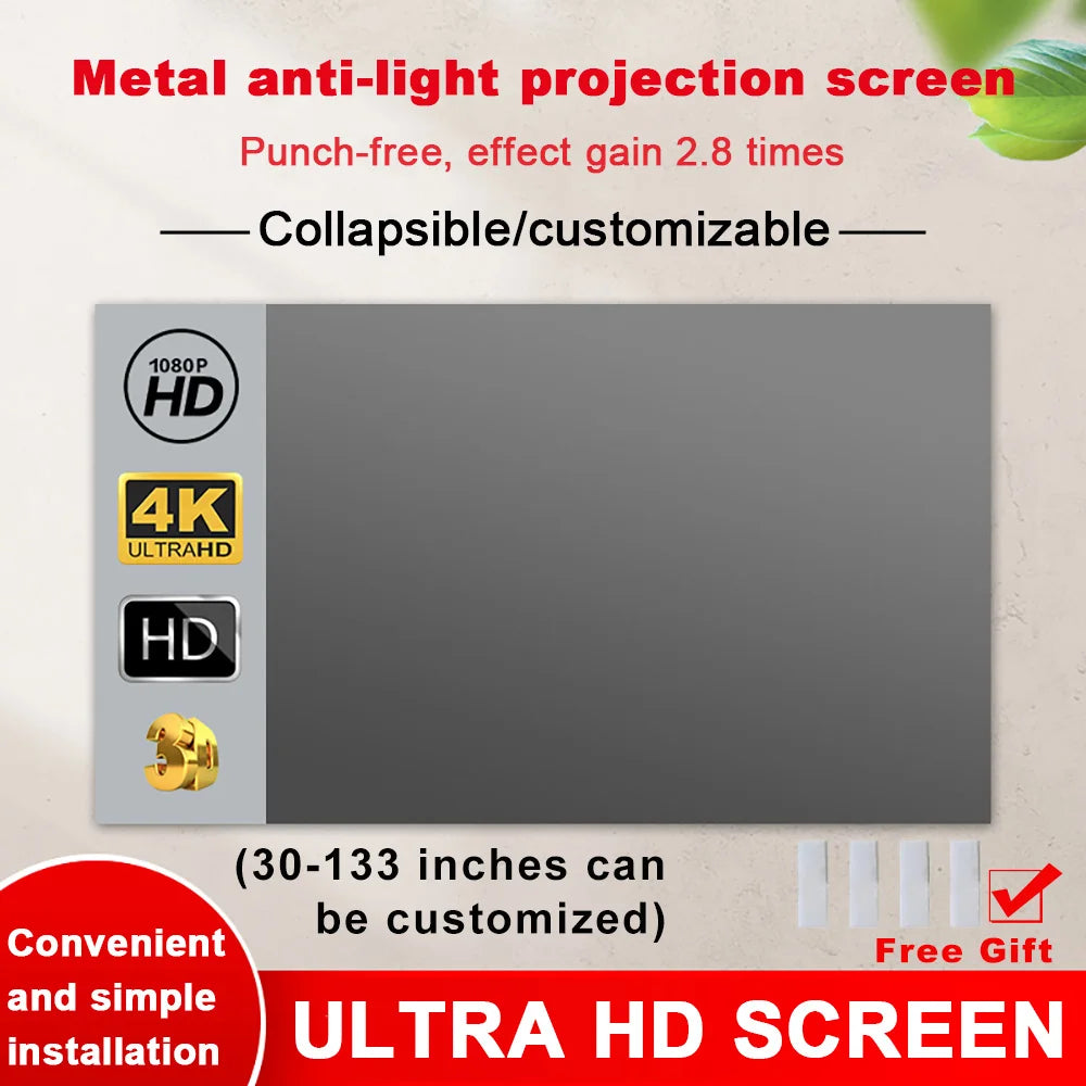 Clearance_Portable Projector Screen High Brightness 16:9 Metal Anti