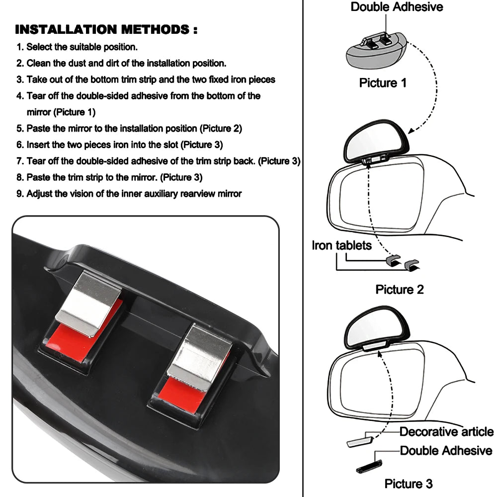 Convex Glass Car Auxiliary Mirrors Rear View Blind Spot Dead Angle