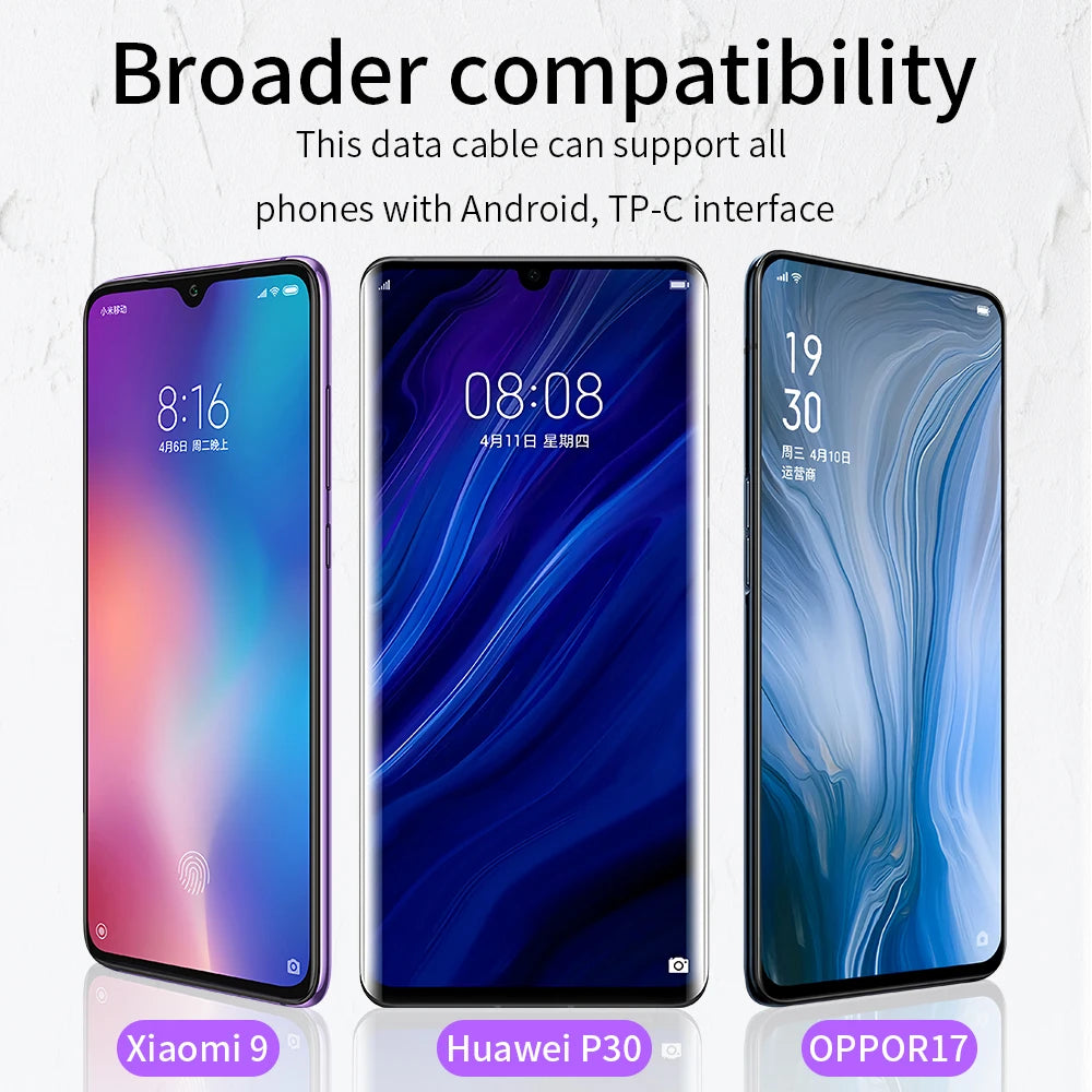 Micro USB Cable Fast Charging Universal 3A Microusb LED Lights For