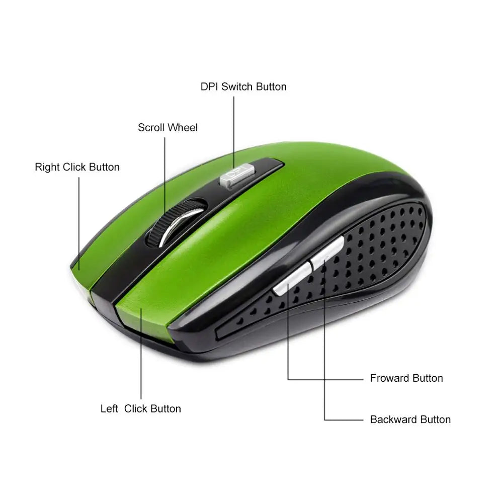Adjustable DPI Mouse 2.4GHz Wireless Mouse 6 Buttons Optical Gaming