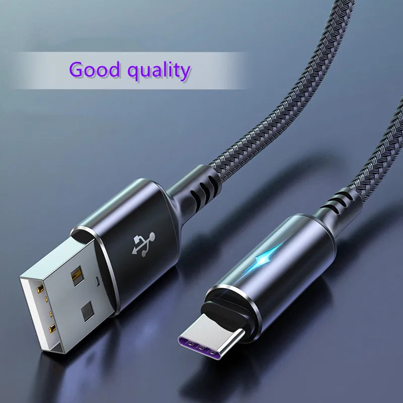 LED USB C Cable Fast Charging TYPE-C  Cable 0.25m 1.2m 2m For Samsung