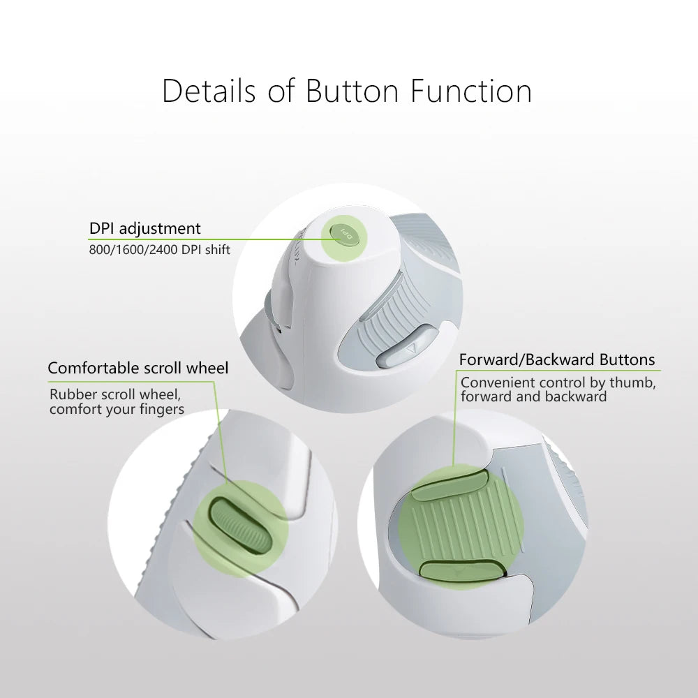 Delux M618BU White Wired Ergonomic Vertical Mouse 1600 DPI 6 Buttons
