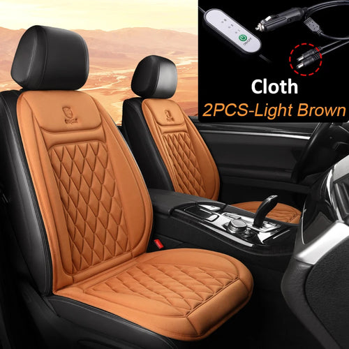 2pcs Heated Car Seat Cushion Fast Heating Seat Covers 12V/24V