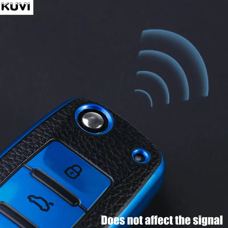 Leather TPU Car Key Case Cover For Volkswagen VW Polo Golf Passat