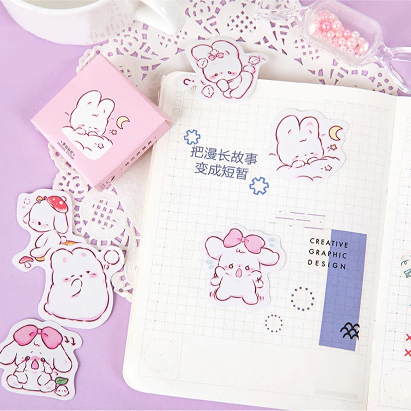 45 Pcs/pack Cute Rabbit Daily Kawaii Decoration Stickers Planner
