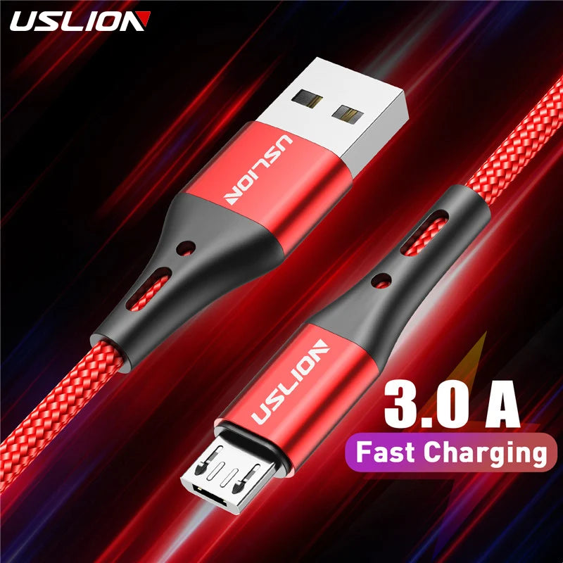 USLION 3A Micro USB Cable Fast Charge USB Data Cable Cord for Samsung