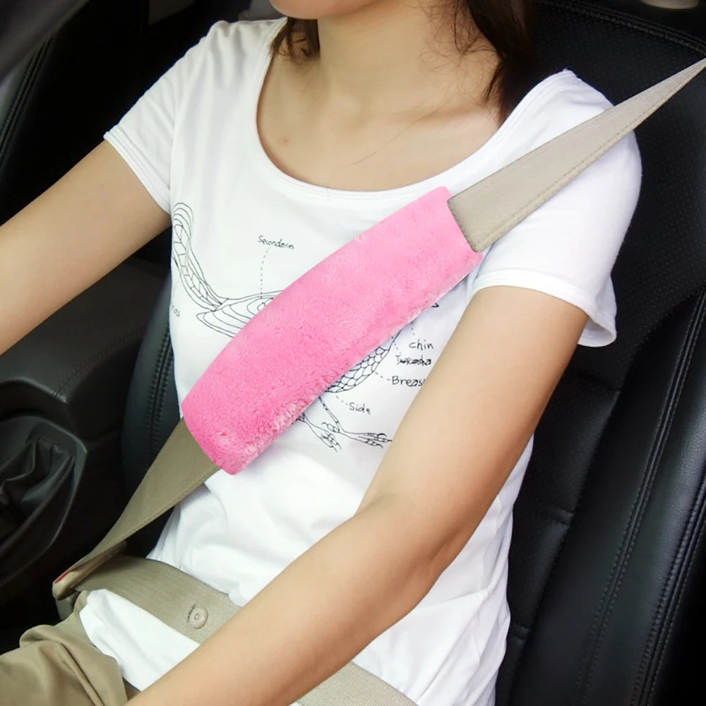 2Pcs Soft Plush Car Seat Belt Cover Shoulder Pad Winter Comfortable