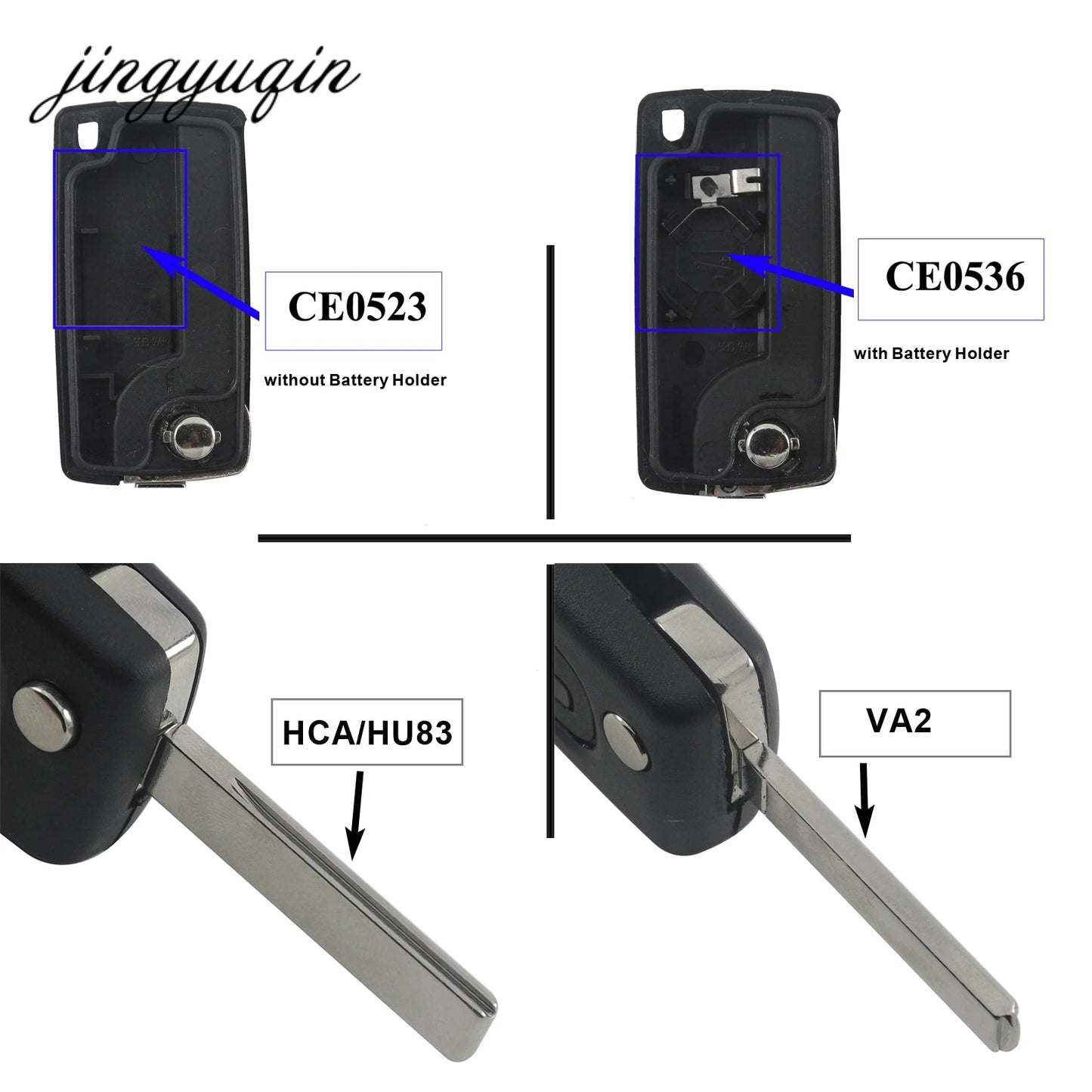 jingyuqin 2 Button VA2 Car Key For Citroen C2 C3 C4 PICASSO Remote