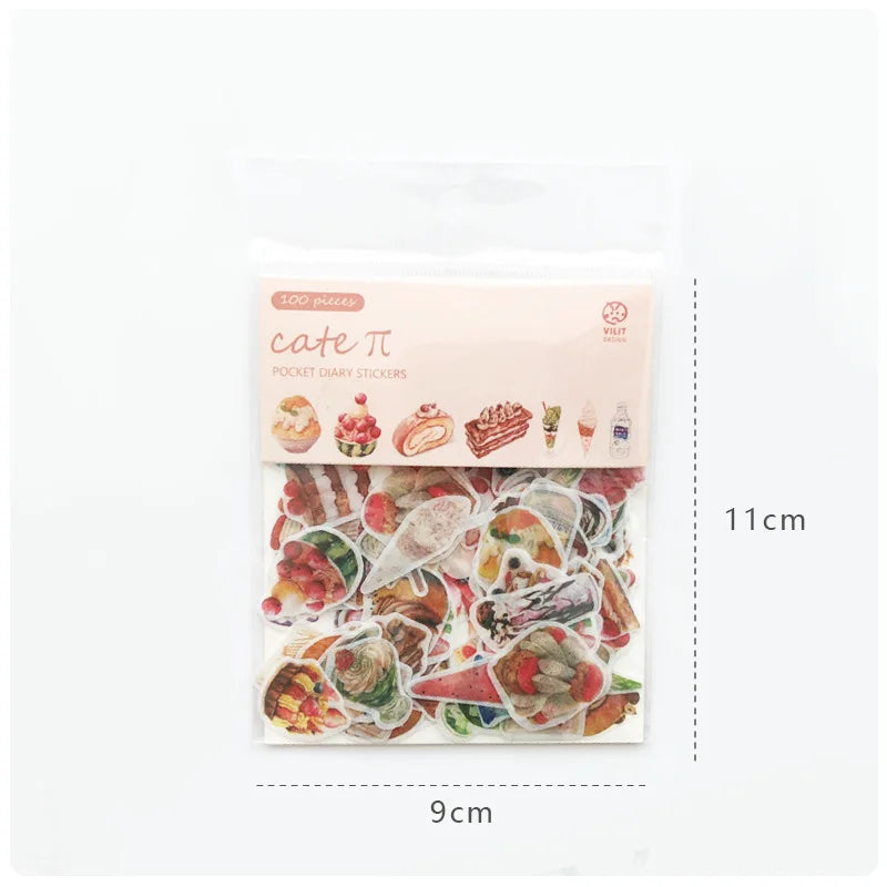 100pcs/pack Kawaii Unicorn Face Cat leaves Decorative Washi Stickers