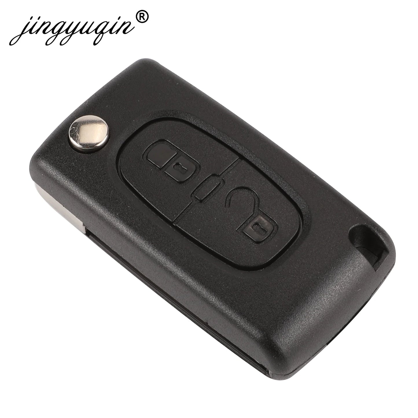 jingyuqin 2 Buttons Flip Folding Key Case Blank Shell For Peugeot 107
