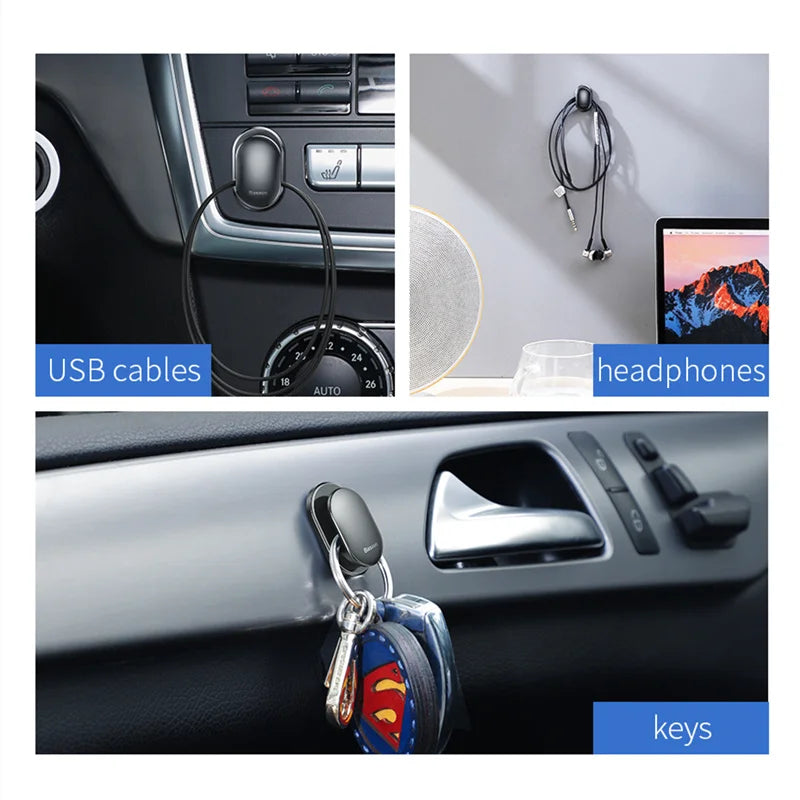 Baseus 4Pcs/Lot Car Hooks Organizer Storage Hanger for USB Cable