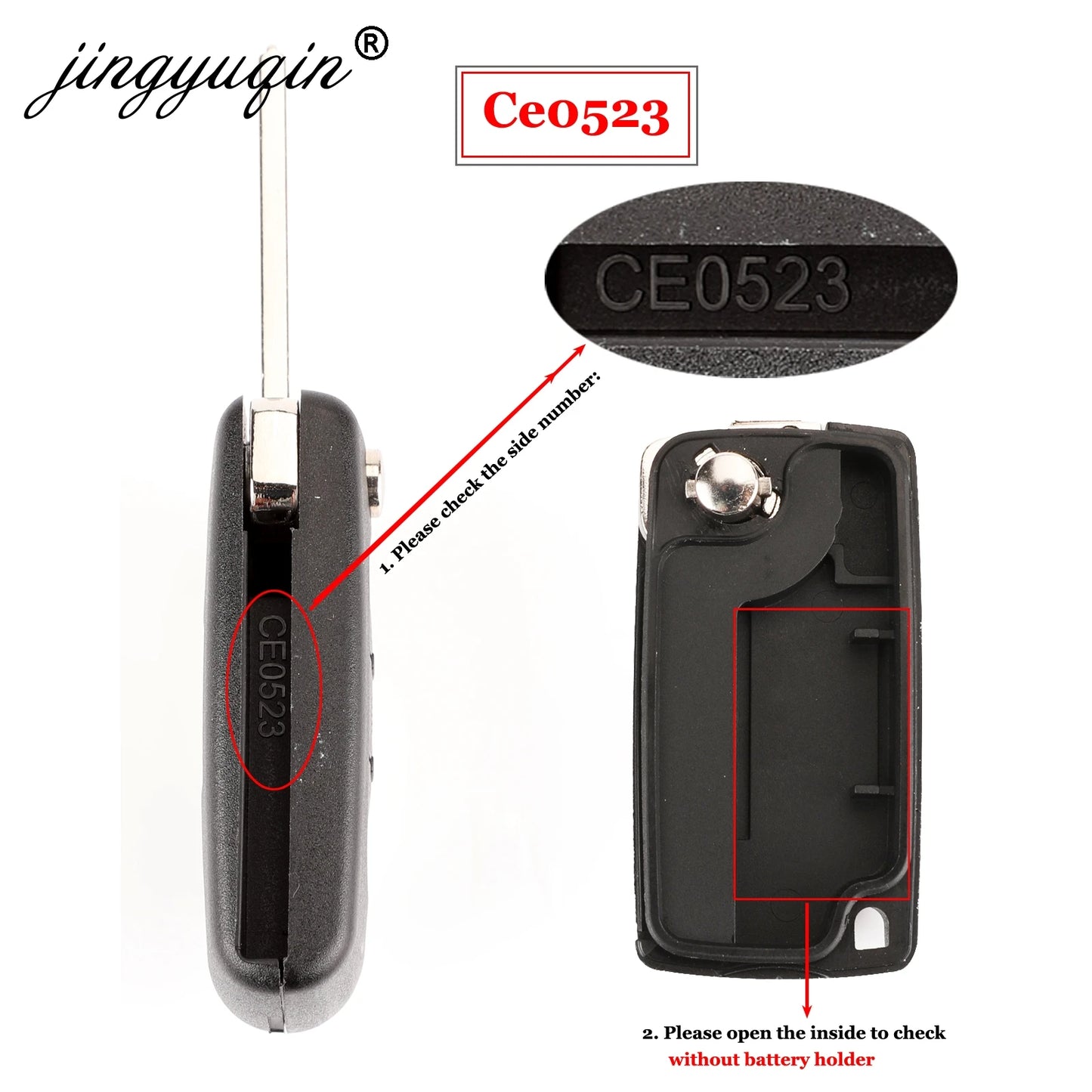 jingyuqin 2 Buttons Flip Folding Key Case Blank Shell For Peugeot 107