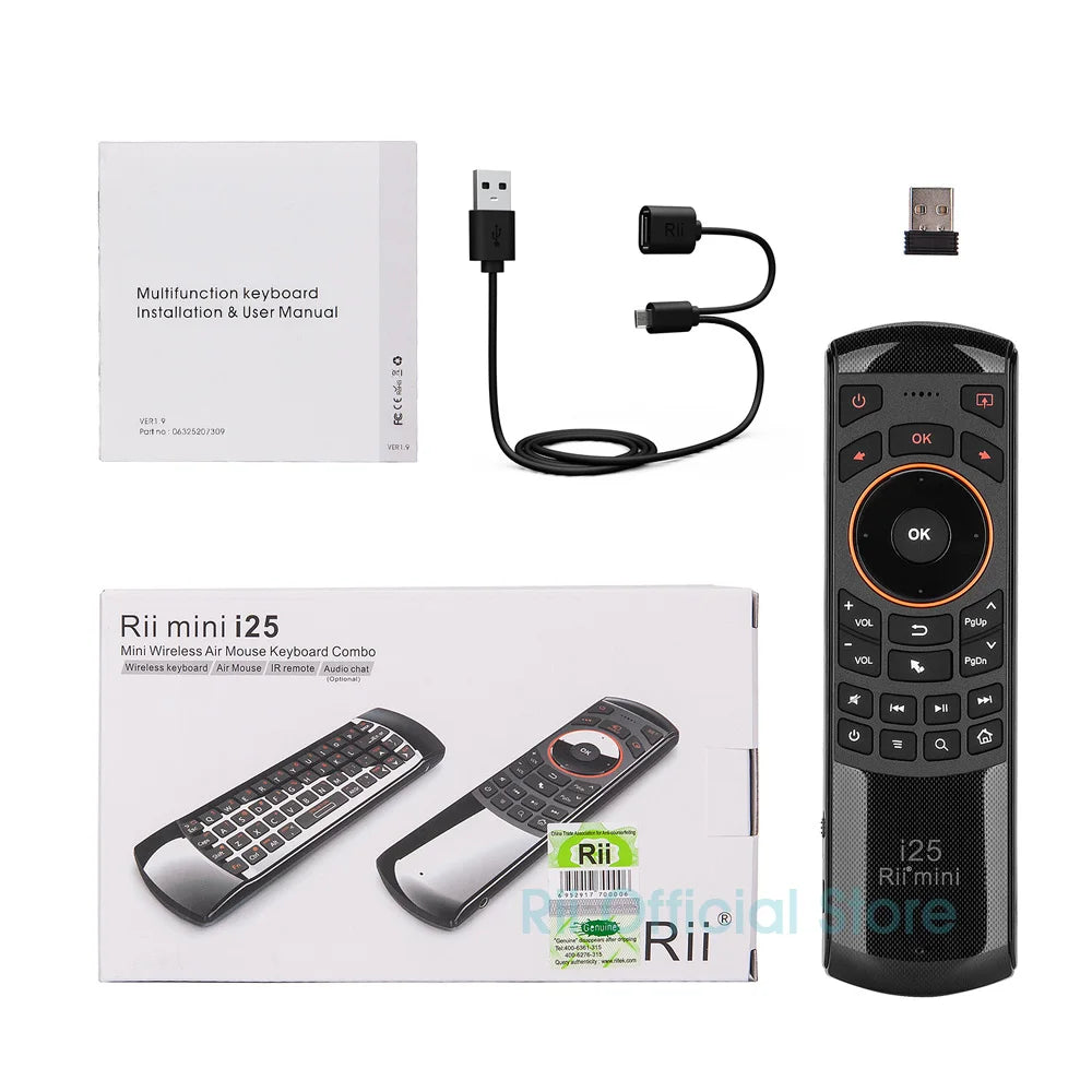 Rii i25 2.4G Mini Wirless Air Mouse Keyboard With IR Remote Control PC