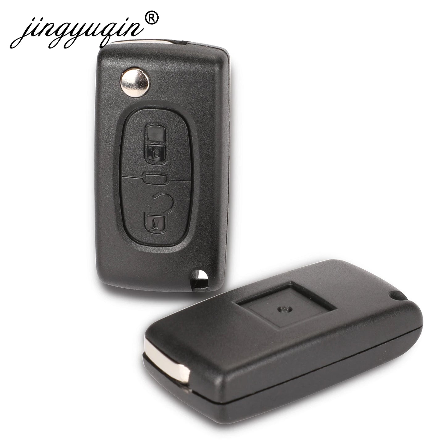 jingyuqin 2 Buttons Flip Folding Key Case Blank Shell For Peugeot 107