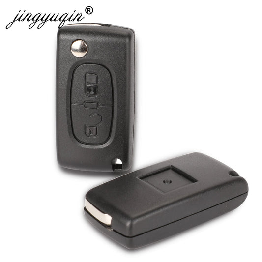 jingyuqin 2 Buttons Flip Folding Key Case Blank Shell For Peugeot 107