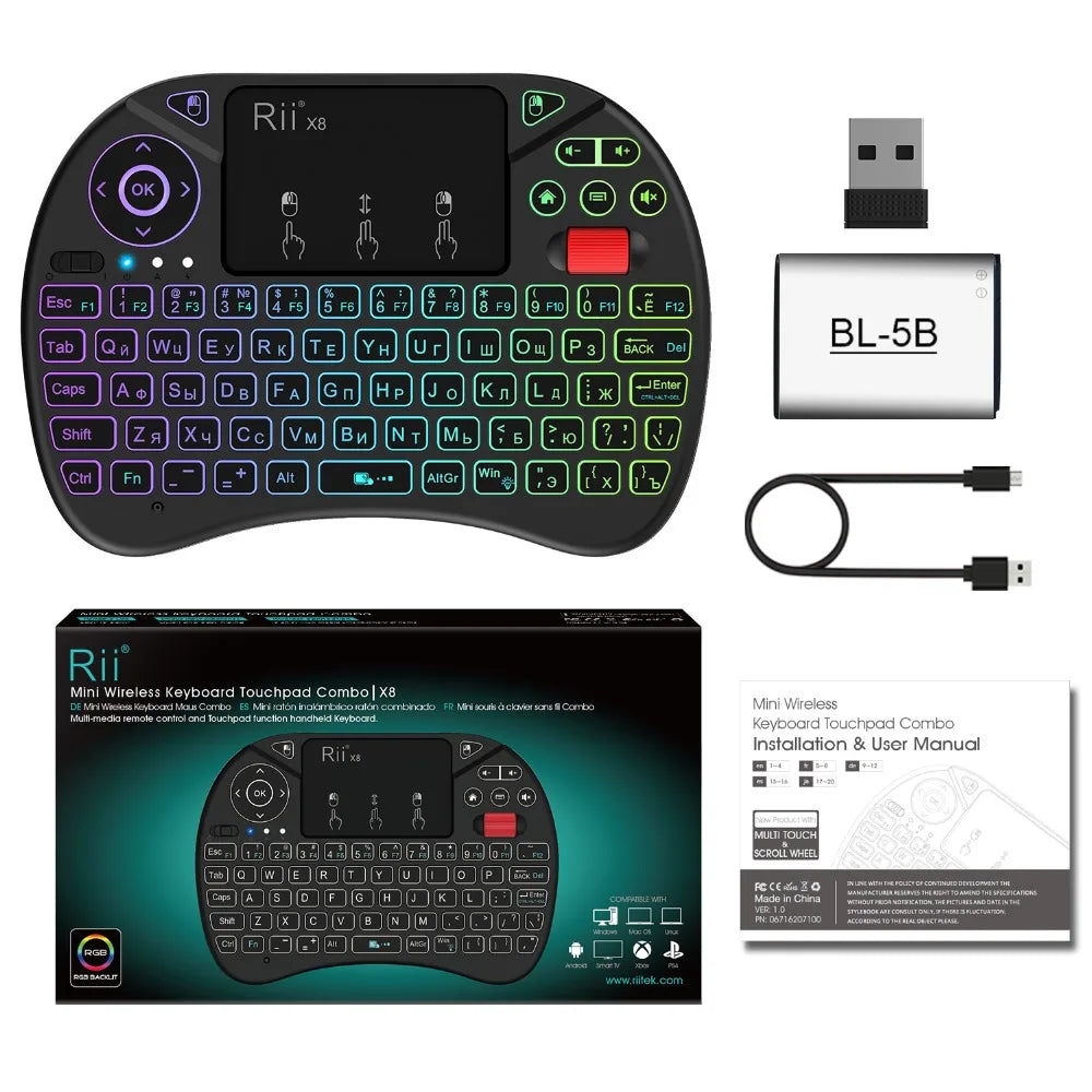 Mini keyboard Rii X8 2.4GHz Wireless keyboard with Touchpad Backlit