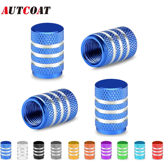 AUTCOAT 4Pcs Aluminum Car Wheel Tire Valve Caps Tyre Rim Stem Covers
