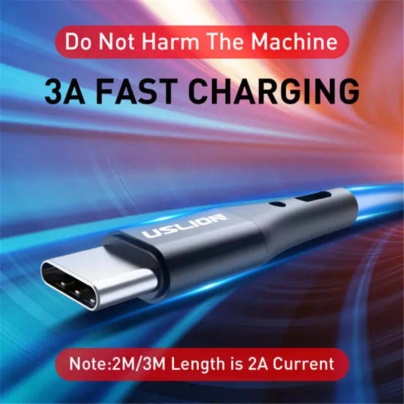 USLION 3M Micro USB Cable Fast Charging For Xiaomi Redmi Note 5 Pro