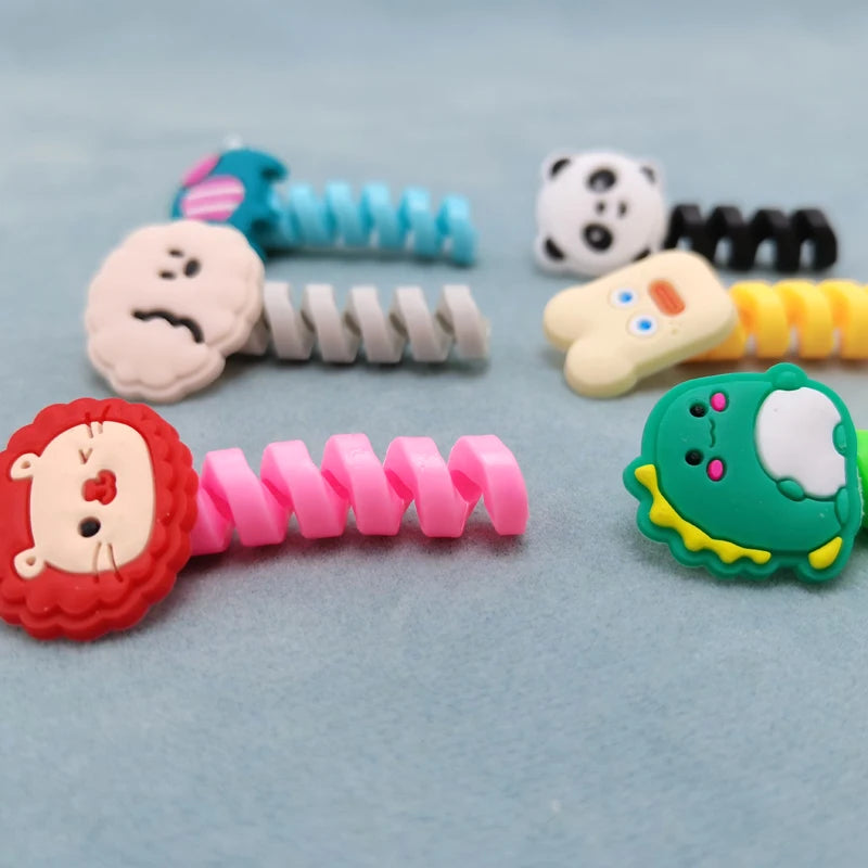 Cartoon Cable Protector For iPhones Android Type-c Winder USB Charging