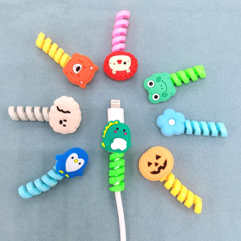 Cartoon Cable Protector For iPhones Android Type-c Winder USB Charging