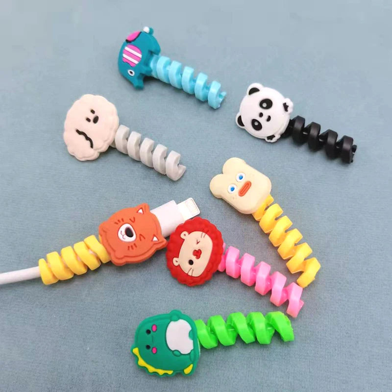 Cartoon Cable Protector For iPhones Android Type-c Winder USB Charging