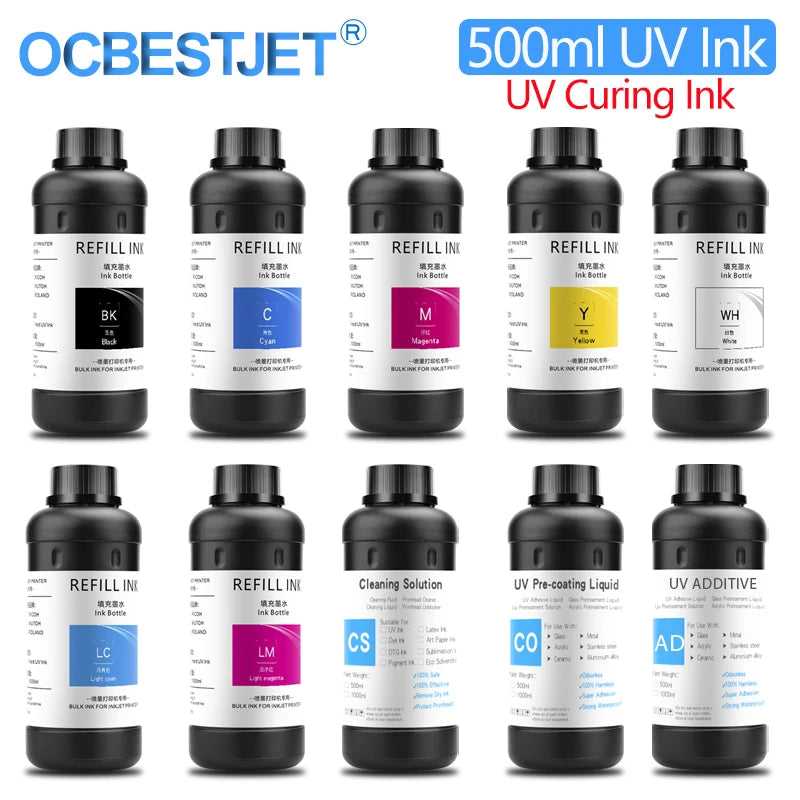 500ML LED UV Ink For Epson L800 L805 L1800 R290 R330 1390 1400 1410