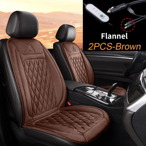 2pcs Heated Car Seat Cushion Fast Heating Seat Covers 12V/24V