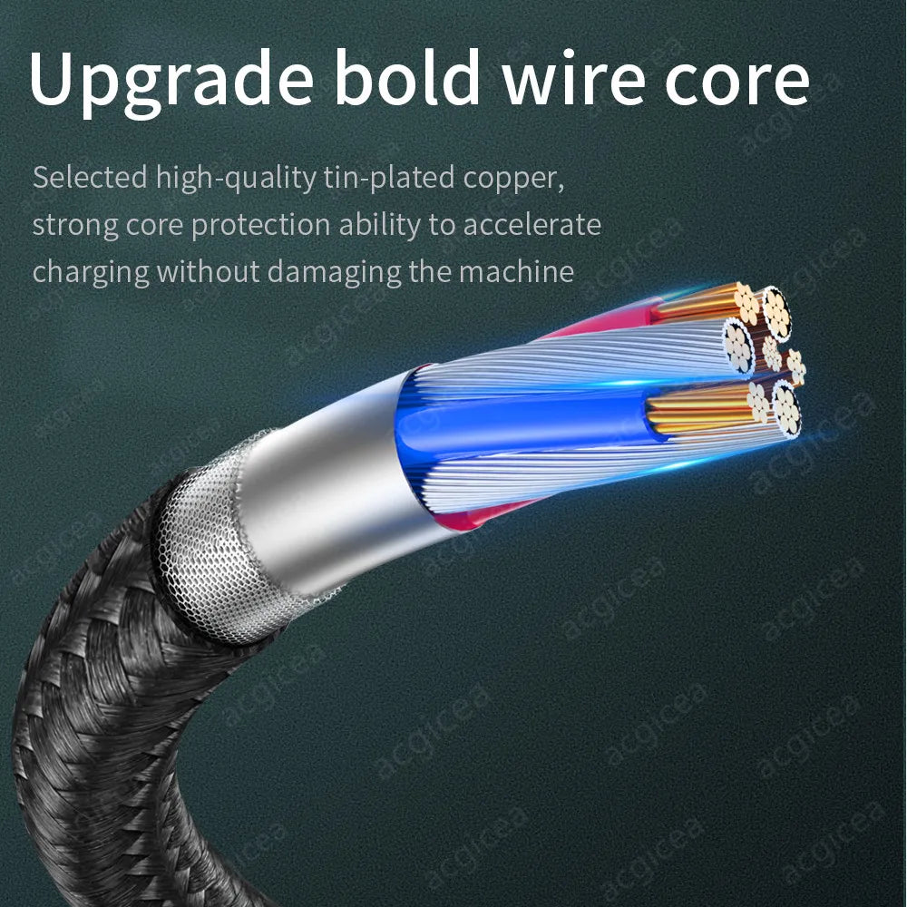 LED USB C Cable Fast Charging TYPE-C  Cable 0.25m 1.2m 2m For Samsung