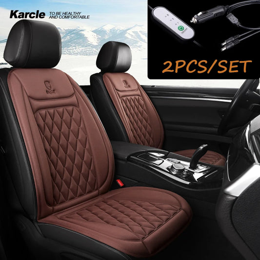 2pcs Heated Car Seat Cushion Fast Heating Seat Covers 12V/24V