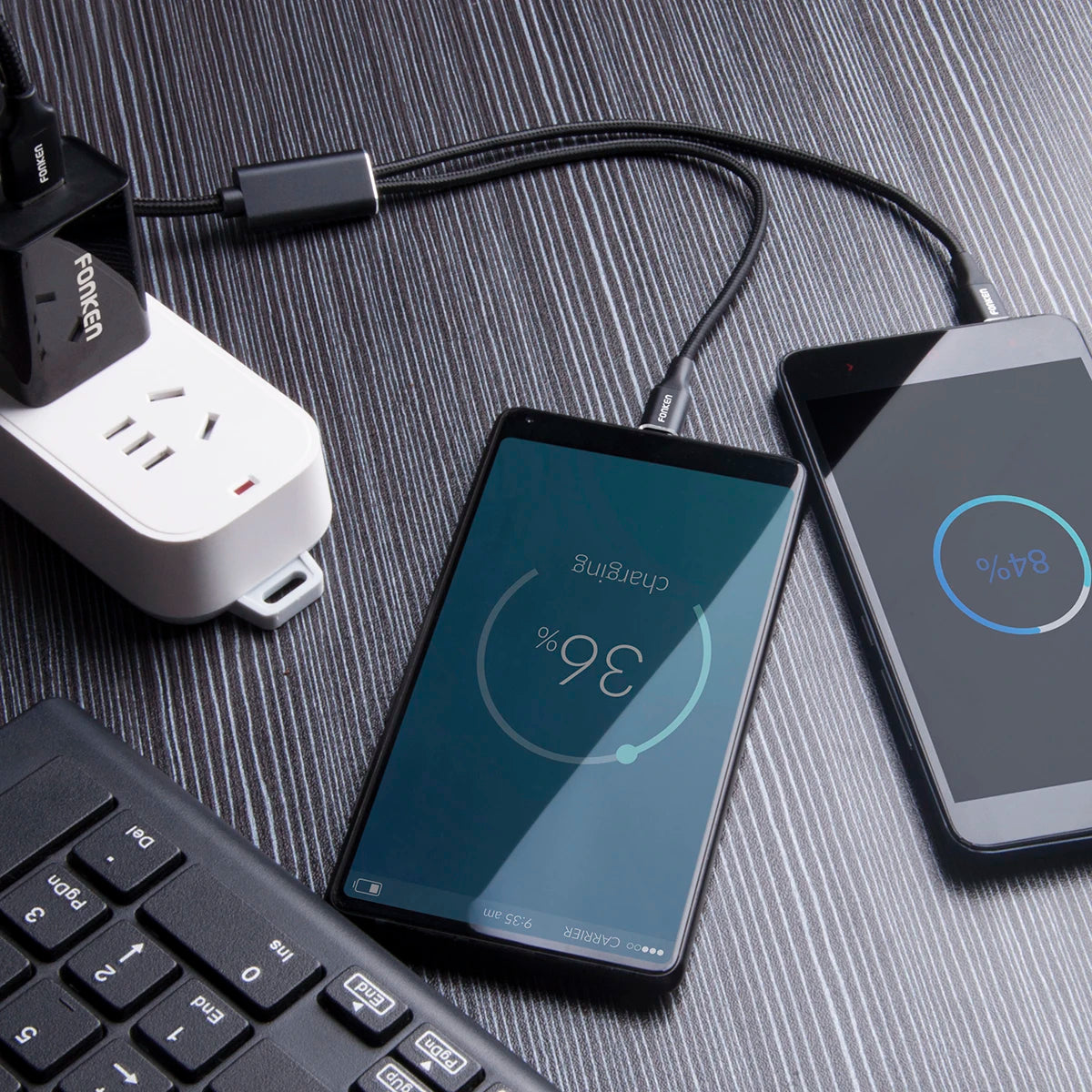 FONKEN 2In1 USB Cable Split Mobile Phone Charger Cable Micro USB Type