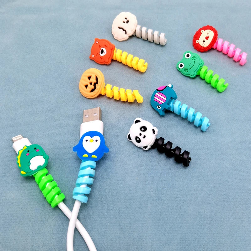 Cartoon Cable Protector For iPhones Android Type-c Winder USB Charging