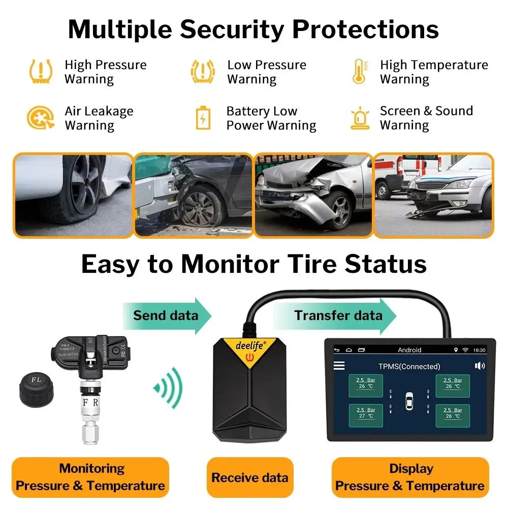 Deelife TPMS Android Tire Pressure Monitoring System Spare Tyre