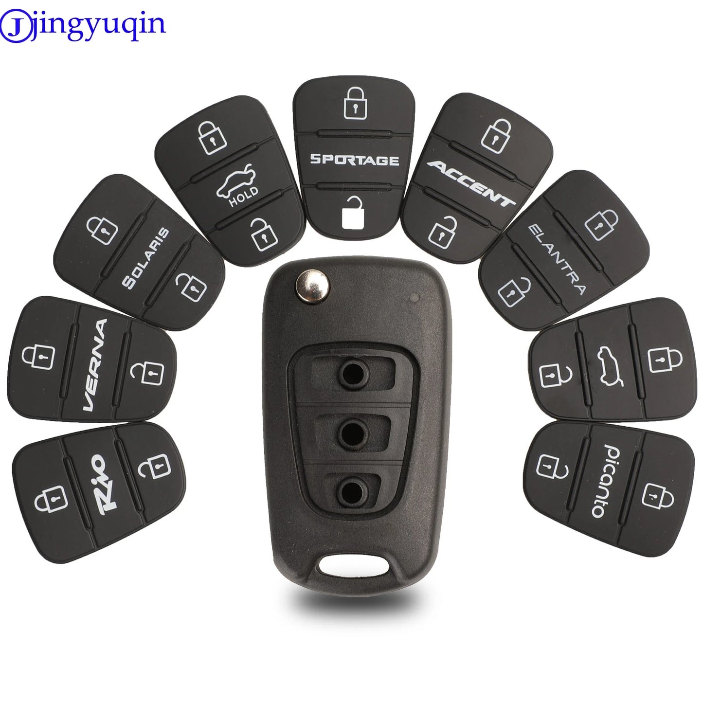 jingyuqin New Replacement Rubber Pad 3 Buttons Flip Car Remote Key