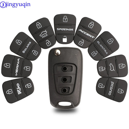 jingyuqin New Replacement Rubber Pad 3 Buttons Flip Car Remote Key