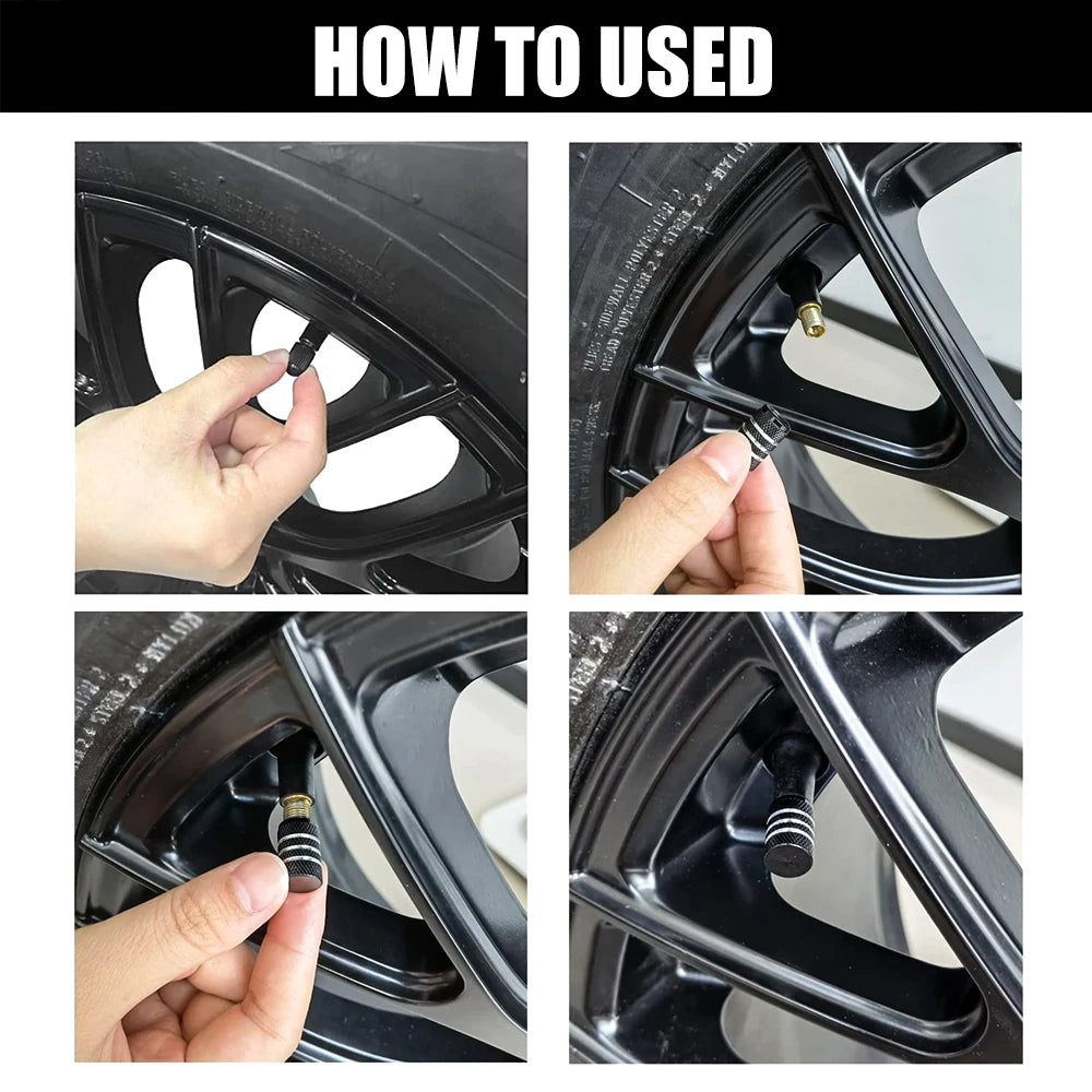 AUTCOAT 4Pcs Aluminum Car Wheel Tire Valve Caps Tyre Rim Stem Covers