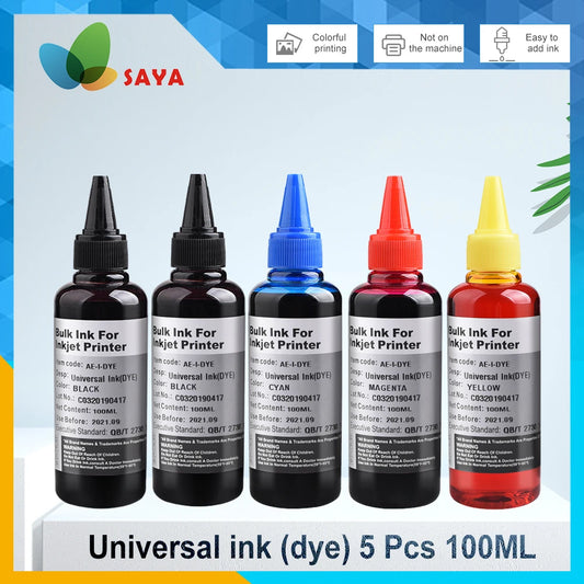 5x100ml Universal Dye Ink Refill for HP Canon Epson Brother Dell